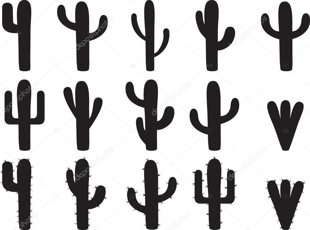 Cactus blanco y negro imágenes de stock de arte vectorial | Depositphotos