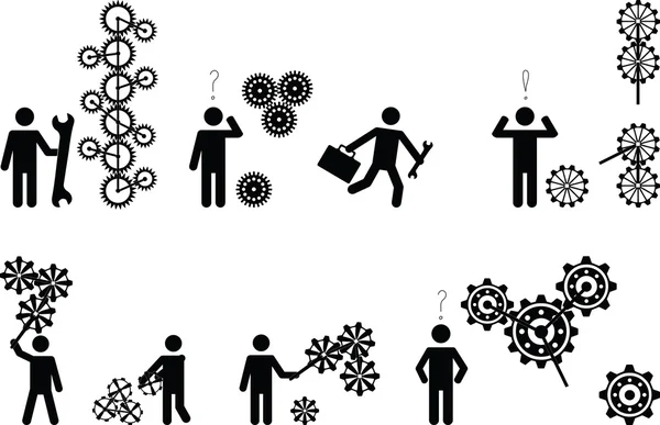Pictogram people with gear wheels — Stock Vector