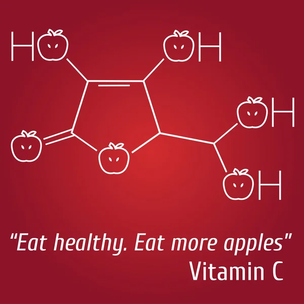 Vitamina C Molecola di mela — Vettoriale Stock
