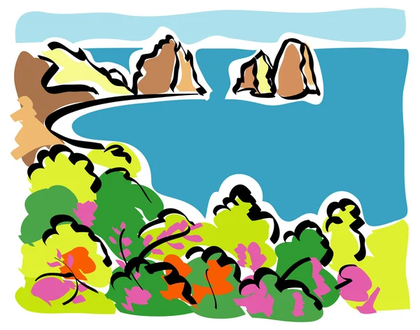 Capri, Faraglioni de Capri — Vector de stock