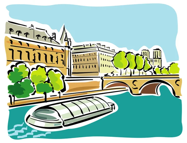 París, Bateaux Mouches — Vector de stock