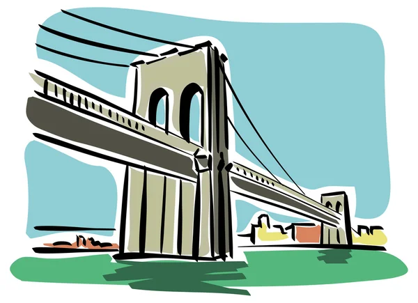 Nueva York, Brooklyn Bridge — Vector de stock