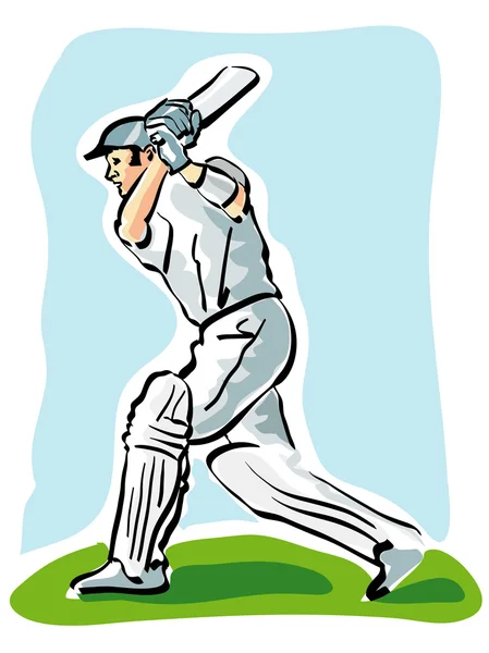 Cricket batsmen spelen shot. — Stockvector