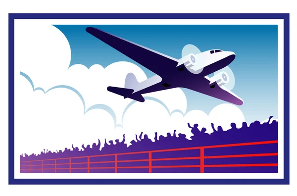 Illustration of an airplane departing from an airport — Stock Vector