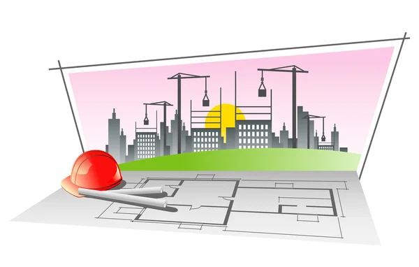 Ilustração simbólica dos trabalhos de construção — Vetor de Stock