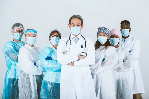 Heróis 2020 Imagem Com Equipe Médica Enfermeiros Médicos Conceito Sobre — Fotografia de Stock