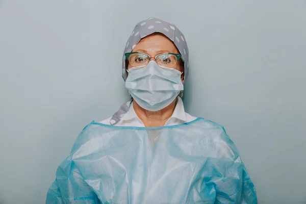 Lékař Ochranném Obleku Obličejové Masce Pro Boj Covid Corona Virus — Stock fotografie