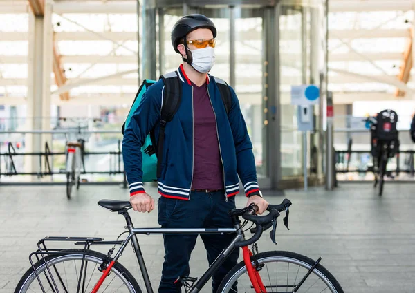 Servizio Consegna Cibo Consegna Cibo Alle Pinte Con Bicicletta Concetti — Foto Stock