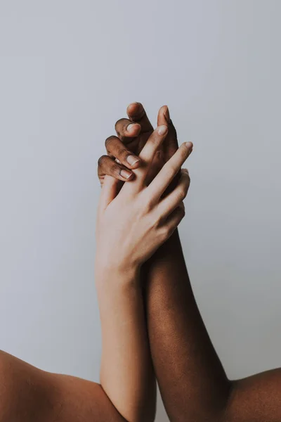 Two Girls Different Ethnicities Posing Studio Body Positivity Photo Session — Stock Photo, Image