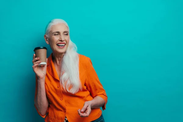Mooie Oudere Vrouw Die Poseert Een Fotoshooting Concept Levensstijl Anciënniteit — Stockfoto