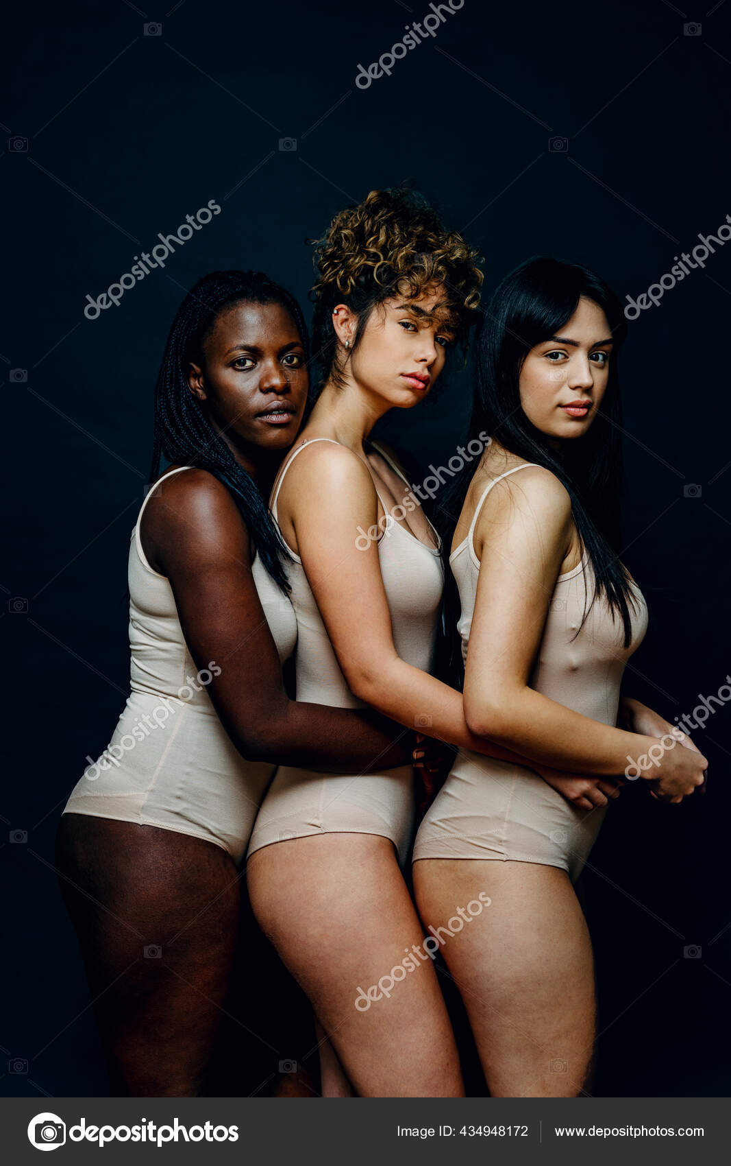 Multicultural Group Beautiful Women Posing Underwear Pretty Girls Portrait  Concepts Stock Photo by ©oneinchpunch 434948172