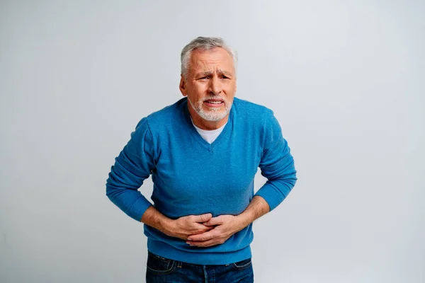 Bonito Retrato Homem Sênior Estúdio Filmado Segundo Plano Pessoa Idosa — Fotografia de Stock