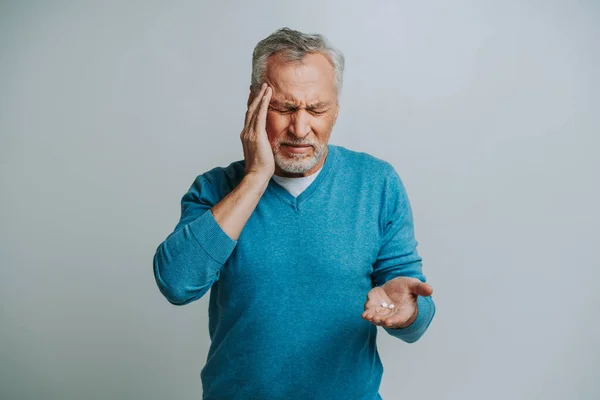 Handsome Senior Man Portrait Studio Shot Background Elderly Person Half — Stock Photo, Image