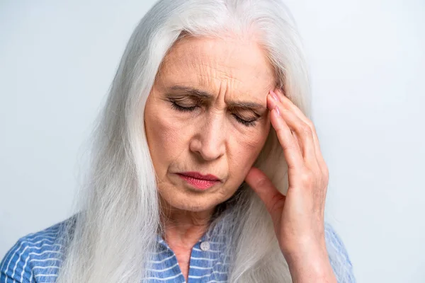 Beautiful Senior Woman Portrait Studio Shot Background Elderly Person Half — Stock Photo, Image