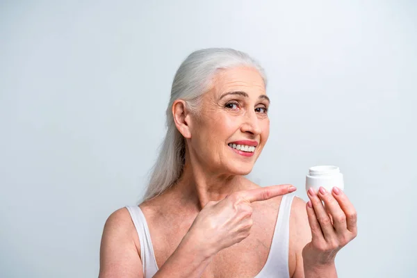 Beautiful Senior Woman Portrait Studio Shot Background Elderly Person Half — Stock Photo, Image
