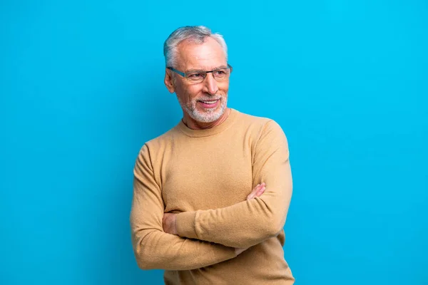 Bonito Retrato Homem Sênior Estúdio Filmado Segundo Plano Pessoa Idosa — Fotografia de Stock