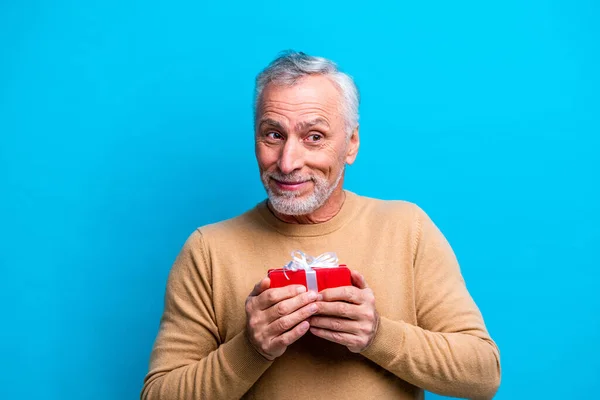 Bonito Retrato Homem Sênior Estúdio Filmado Segundo Plano Pessoa Idosa — Fotografia de Stock