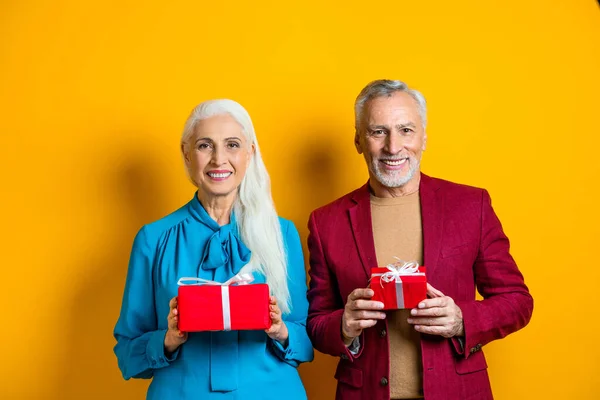 Hermosa Pareja Amantes Mayores Personas Mayores Retrato Sobre Fondo Blanco — Foto de Stock