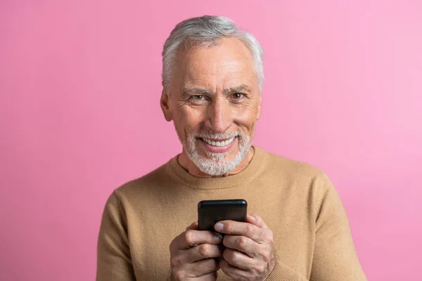 Handsome Senior Man Portrait Studio Shot Background Ältere Person Halb — Stockfoto