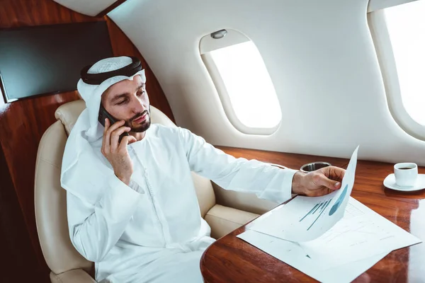 Business man from united arab emirates flying on his private jet to Dubai