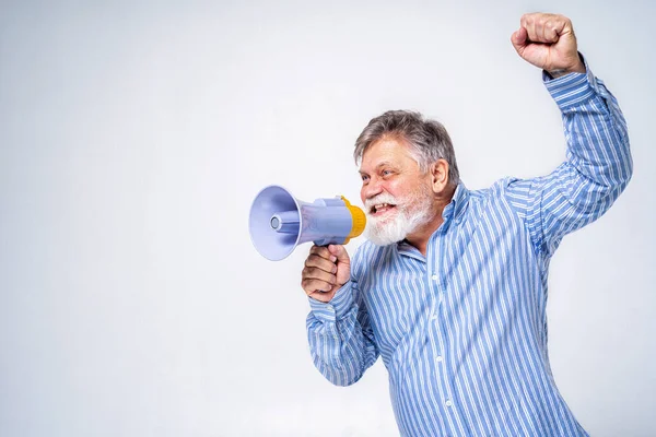 Eccentric Senior Man Funny Expression Portrait Background Active Youthful Old — Stock Photo, Image