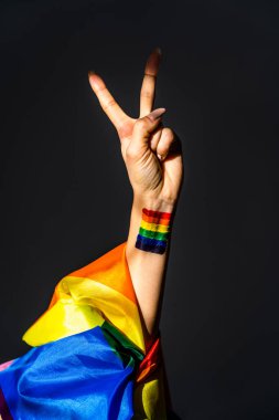 Igbtq toplum hakları için transseksüel mücadele - transseksüel erkek portresi, eşcinsellere, lezbiyenlere, transseksüellere ve homofobiye karşı kavramsal destek