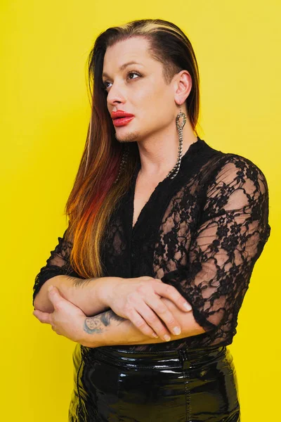 Lutte Transgenre Pour Les Droits Communautaires Lgbtq Portrait Masculin Transsexuel — Photo