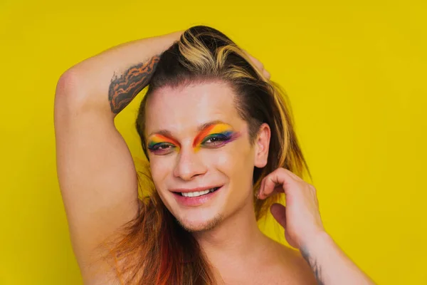 Igbtq Toplum Hakları Için Transseksüel Mücadele Transseksüel Erkek Portresi Eşcinsellere — Stok fotoğraf