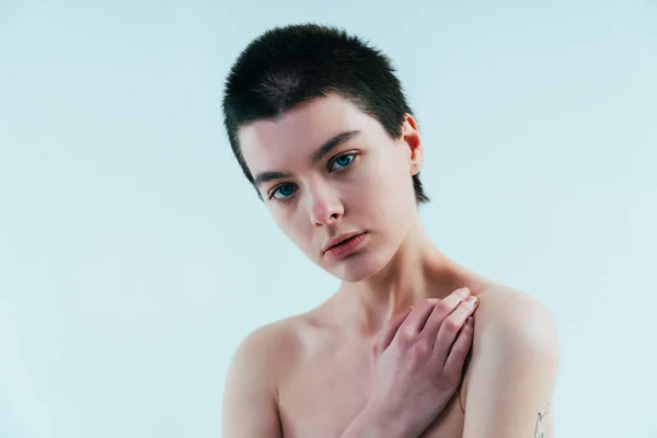 Imagen Una Hermosa Mujer Posando Estudio Con Lencería Concepto Sobre — Foto de Stock