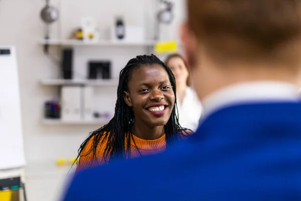 Project Managers Employees Brainstorming Ideas Multi Ethnic Group Workers Having — Stock Photo, Image