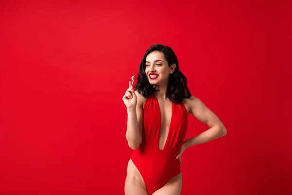 Donna Sexy Con Corpo Sensuale Facendo Pose Erotiche Bella Ragazza — Foto Stock