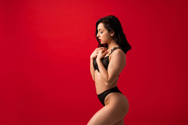 Mujer Sexy Con Cuerpo Sensual Haciendo Poses Eróticas Chica Bonita —  Fotos de Stock