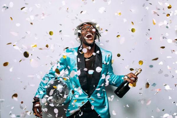 Portrait Hip Hop Music Musician Cinematic Image Man Confetti Drop — Stock Photo, Image