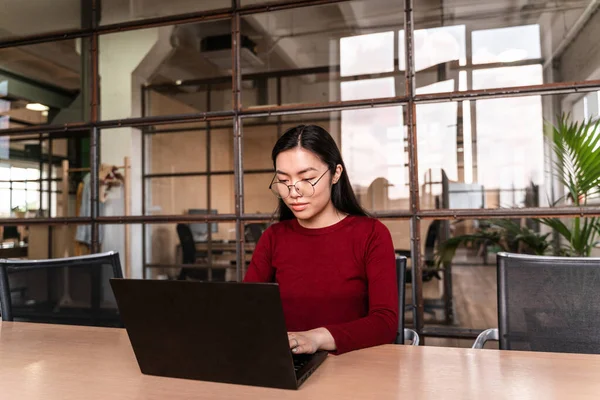 Mooie Jonge Vrouw Werken Het Kantoor Laptop — Stockfoto