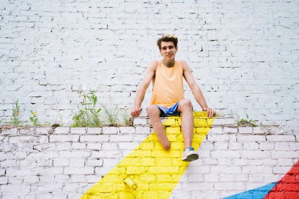 Amputated Parkour Atleet Tijd Doorbrengen Het Park — Stockfoto