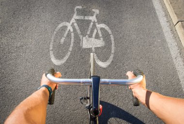 First person view on bicycle clipart