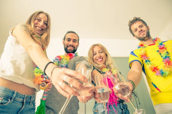 Friends celebrating with champagne — Stock Photo, Image