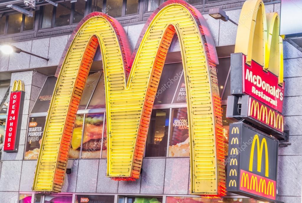 NEW YORK - DECEMBER 22, 2013: sign-logo of the chain Mc Donald's  in Times Square,New York.