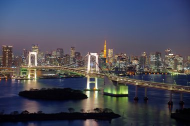 Tokyo skyline by night clipart