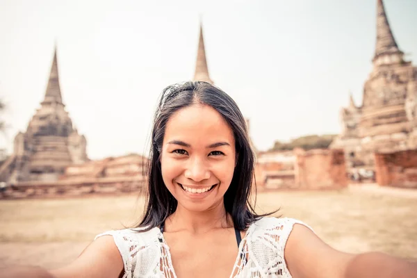 Selfie em ayutthaya — Fotografia de Stock
