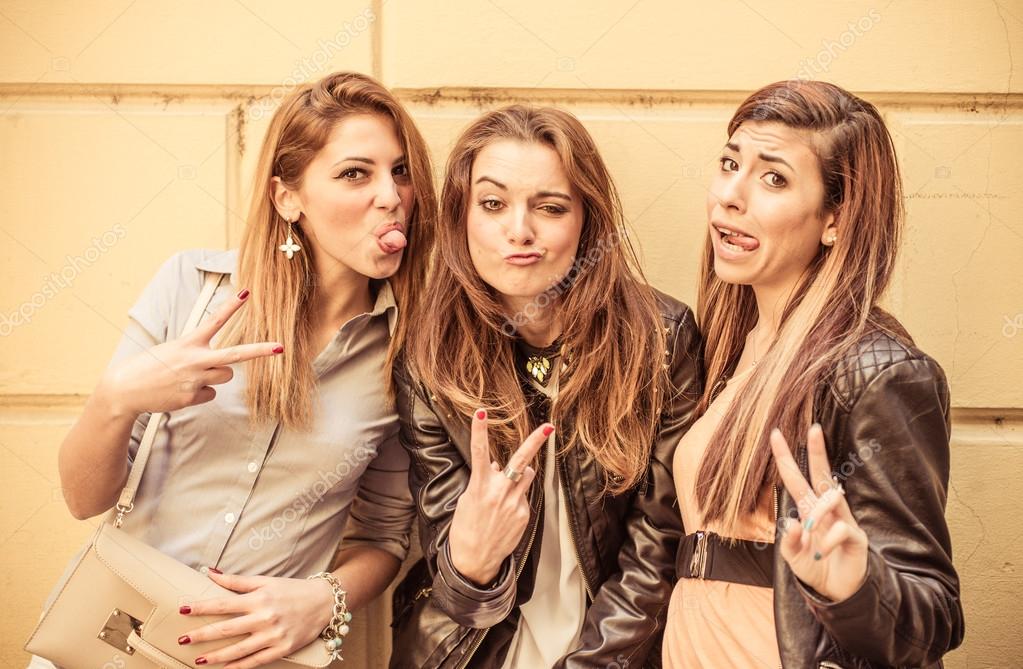 Three happy girls making funny faces Stock Photo by ©oneinchpunch 73209433 Three happy girls making funny faces Stock Photo by ©oneinchpunch 73209433