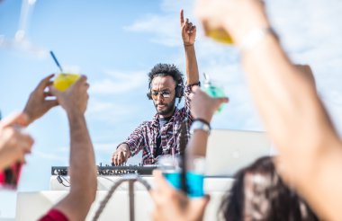 dj set at the beach party. clipart