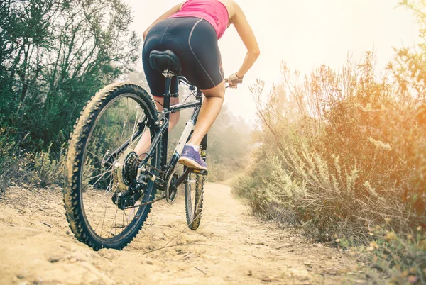 Mountain biking outdoors — Stockfoto