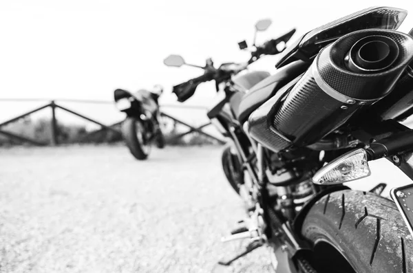 Close up on a motorcycle exhaust pipe. — Stock Photo, Image