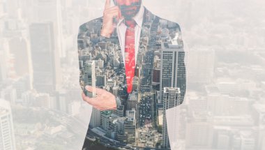 İş adamı ile çift pozlama