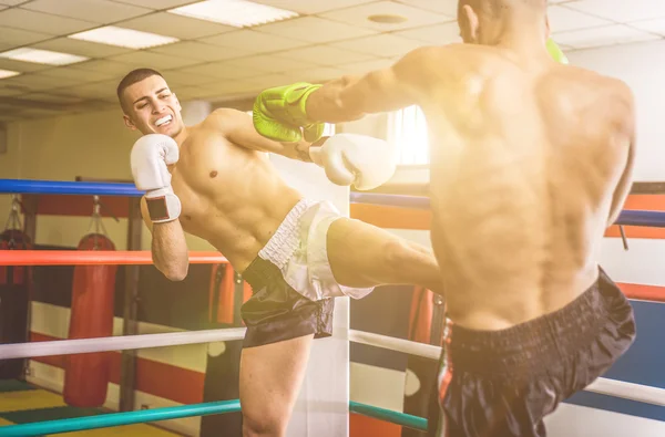 Lutadores lutando no ringue — Fotografia de Stock