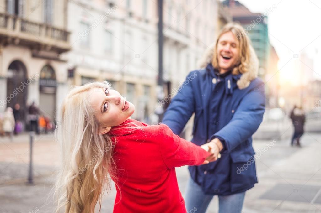 Happy couple outdoors