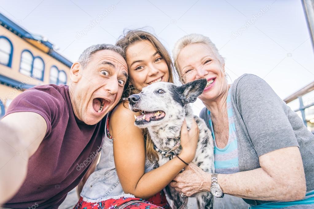 Family portrait with dog