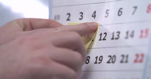 Kalendář Označit připomenutí DŮLEŽITÉ PROJEKTY. Termín. 4k — Stock video