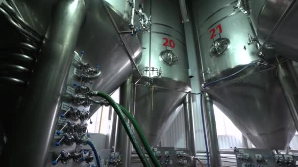 Moskow, Russia - May 25 2021: Storage Tank for beer in production — Stok Video